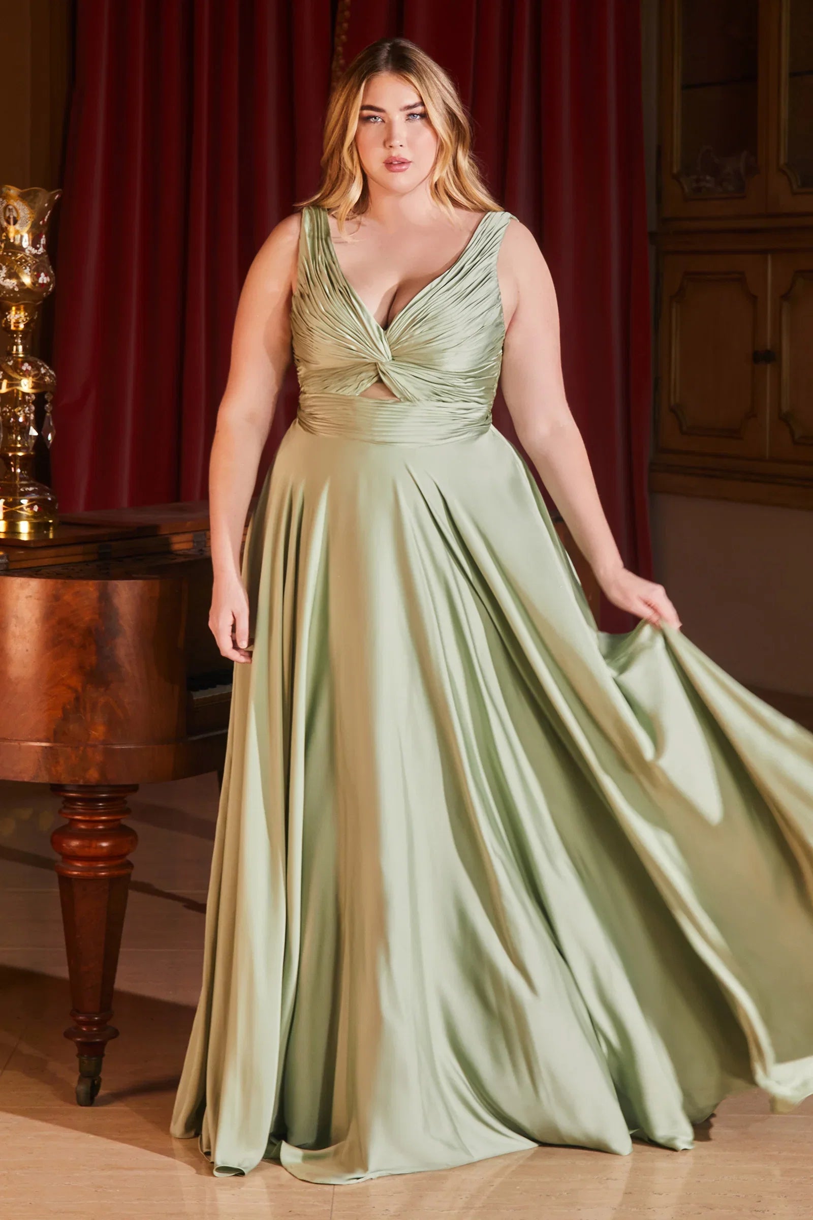 Marlena Gown A Line Keyhole Soft Satin Dress