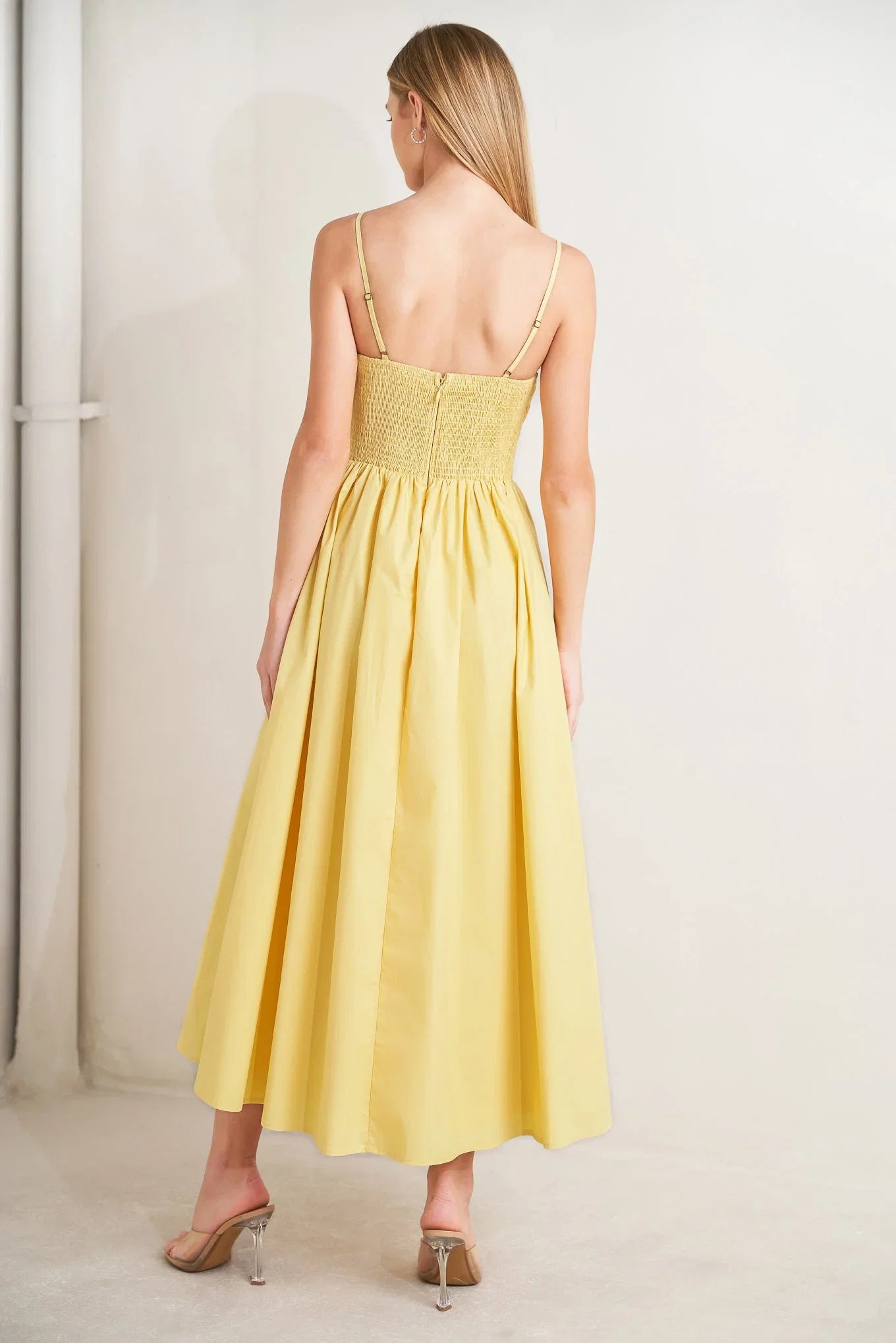 LEMON KISS BUTTER YELLOW MIDI DRESS