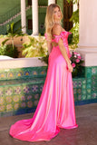 47178 Ava Presley Off The Shoulder Charmeuse Dress With Bows