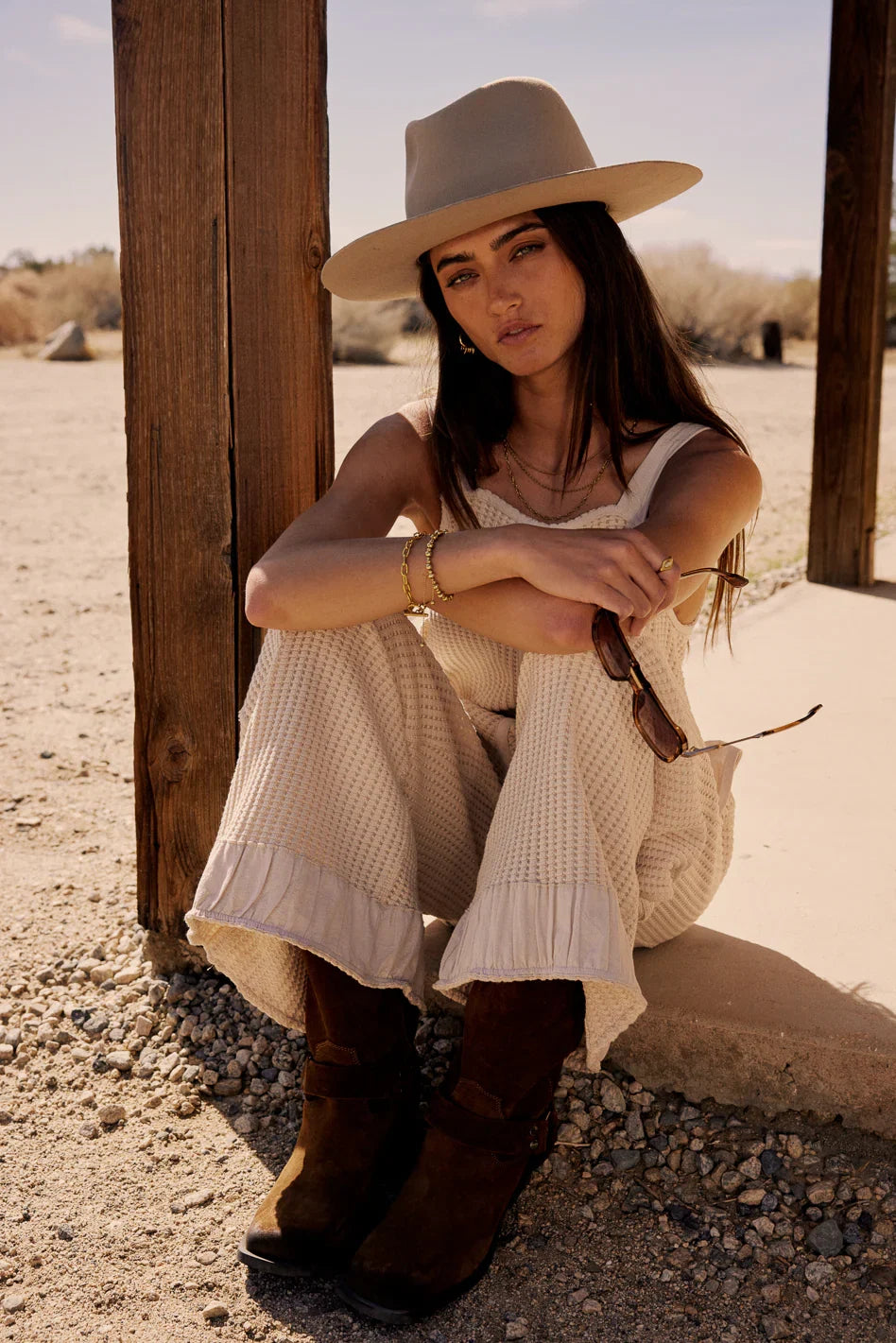 Addey Knit Overalls in Cream FINAL SALE