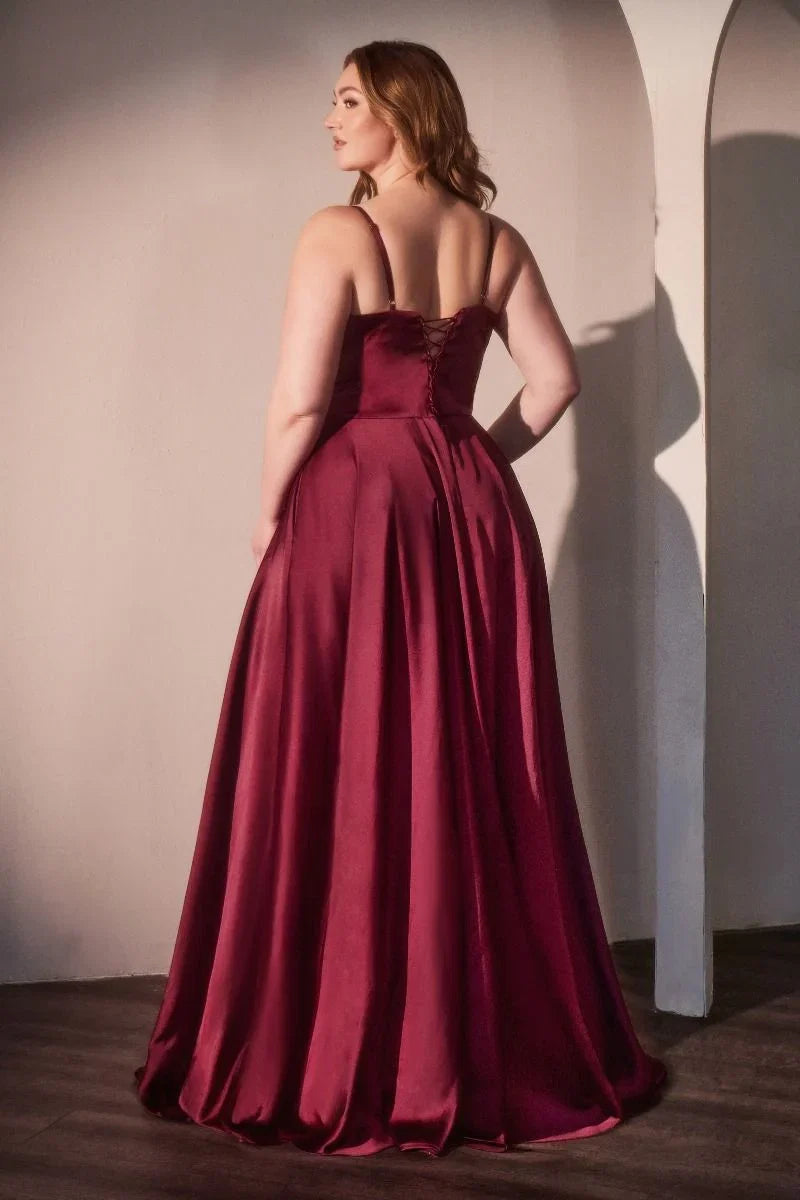 SELMA GOWN A LINE LUXE SATIN BUSTIER DRESS