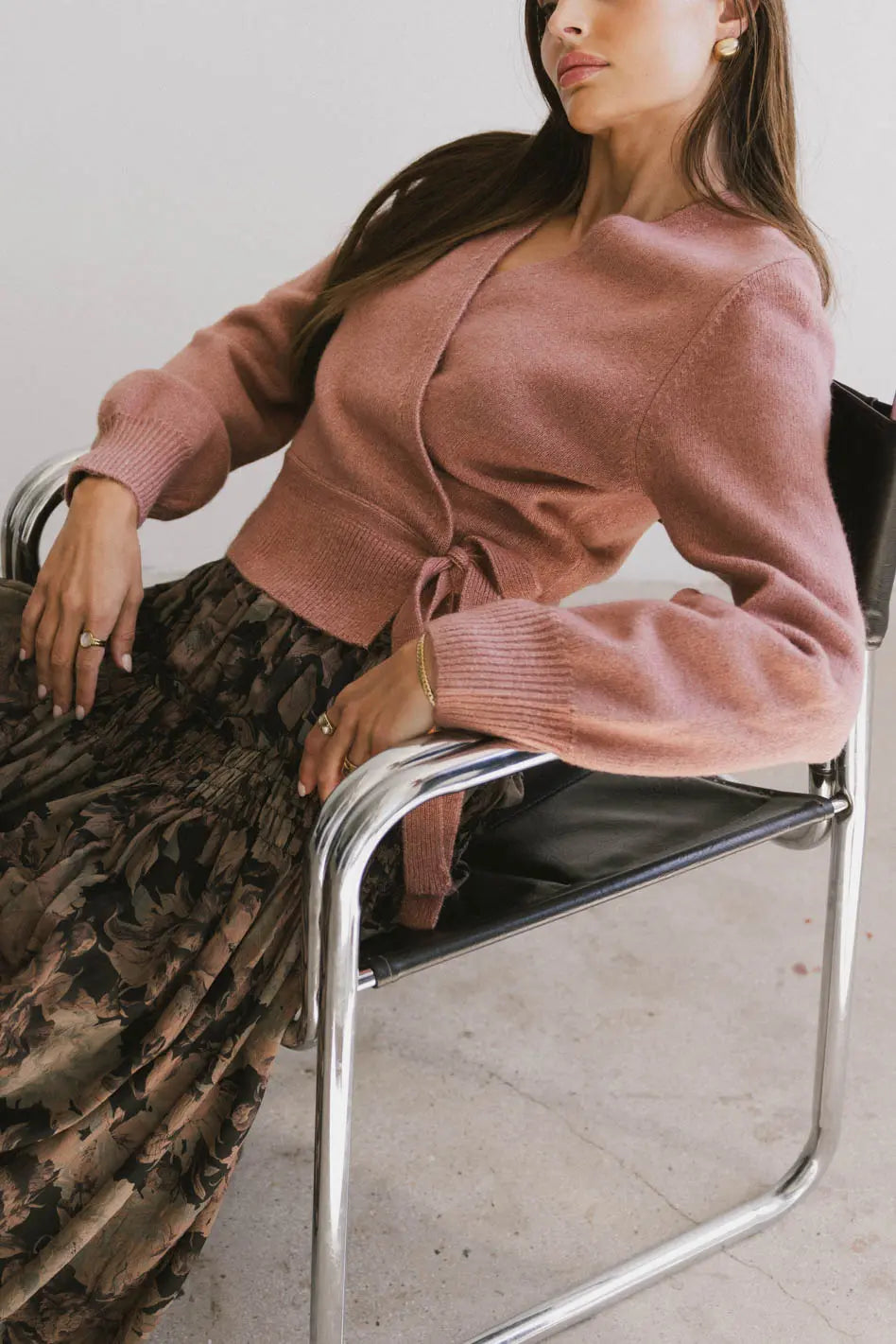Addie Wrap Cardigan in Rose FINAL SALE