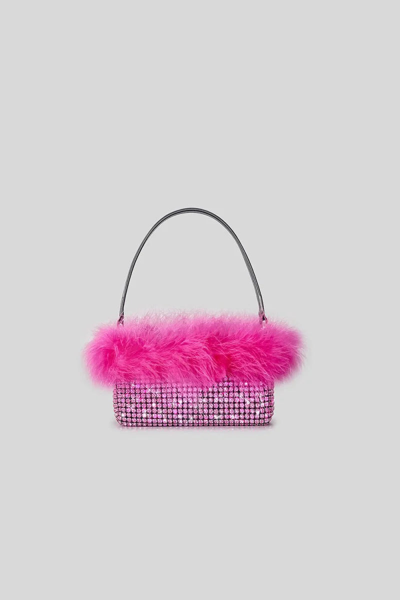 Womens Feather Rhinestones Evening Bagutte Bags