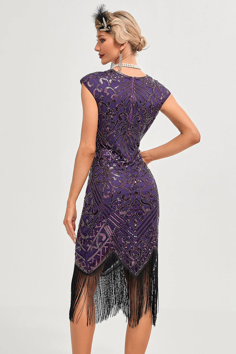 Sparkly Black Beaded Fringed Gatsby Dress