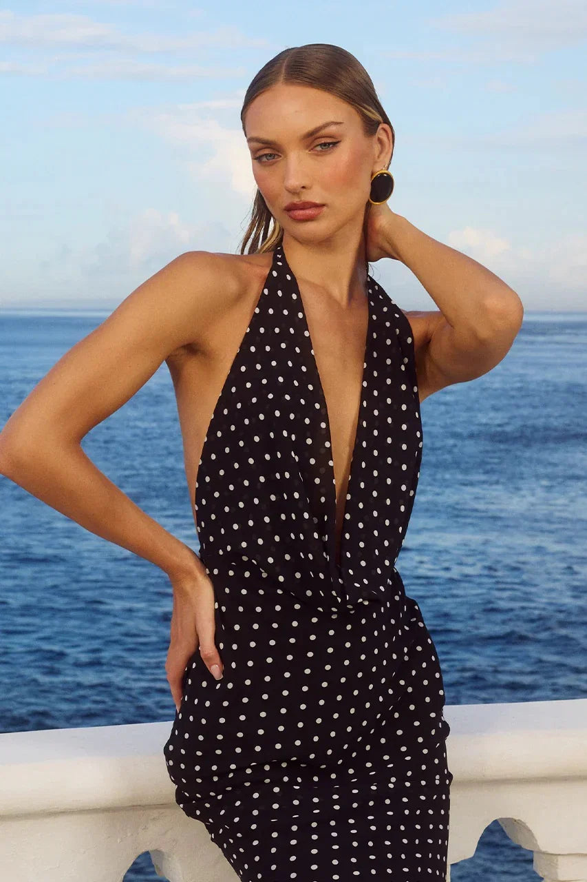 Lexie Plunge Halter Maxi Dress