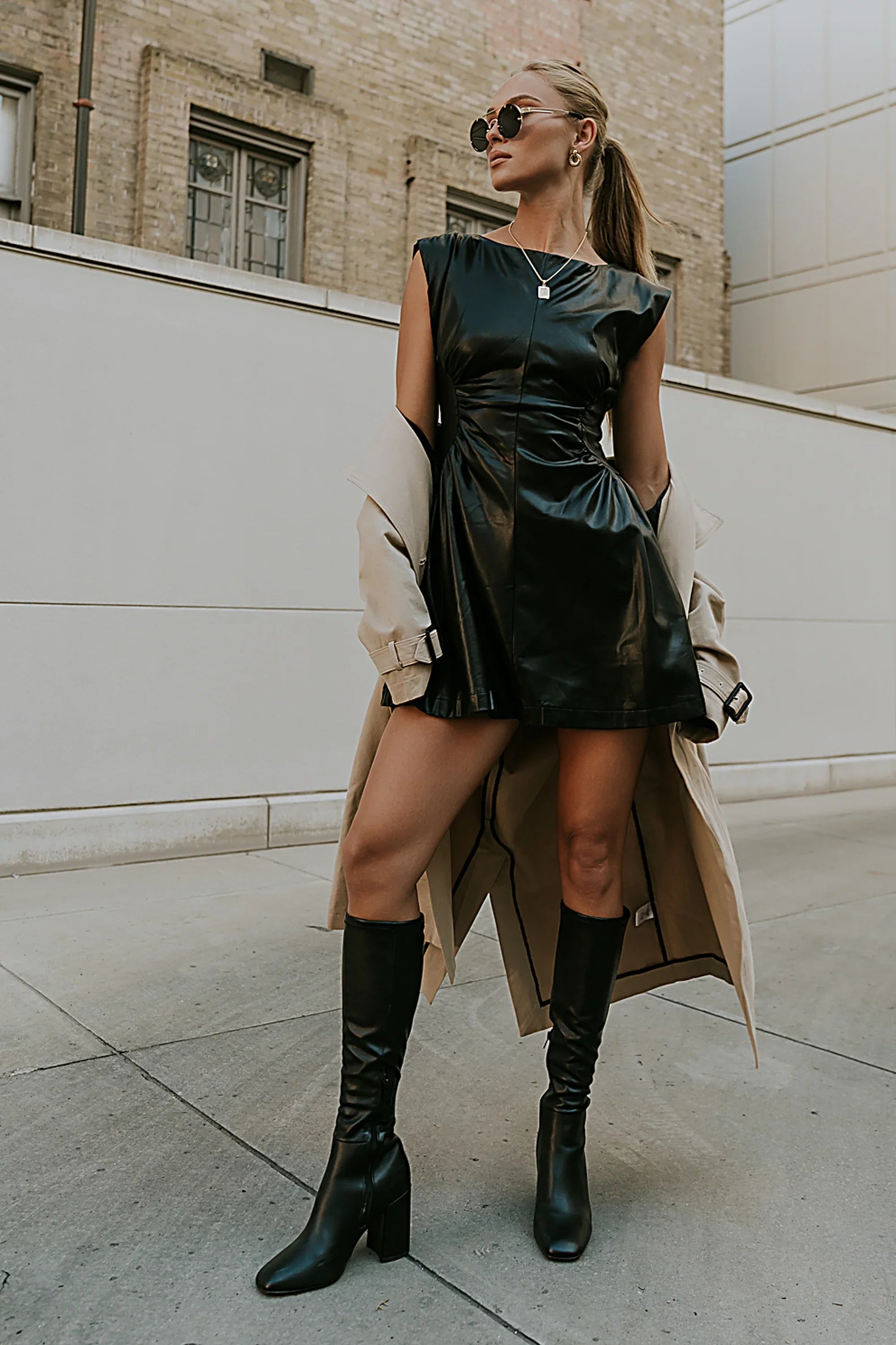 Xiomara Vegan Leather Mini Dress FINAL SALE