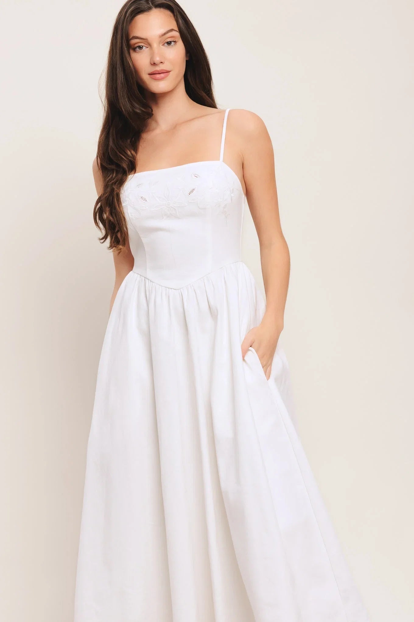 CLOUD PETAL WHITE DENIM MIDI DRESS FINAL SALE