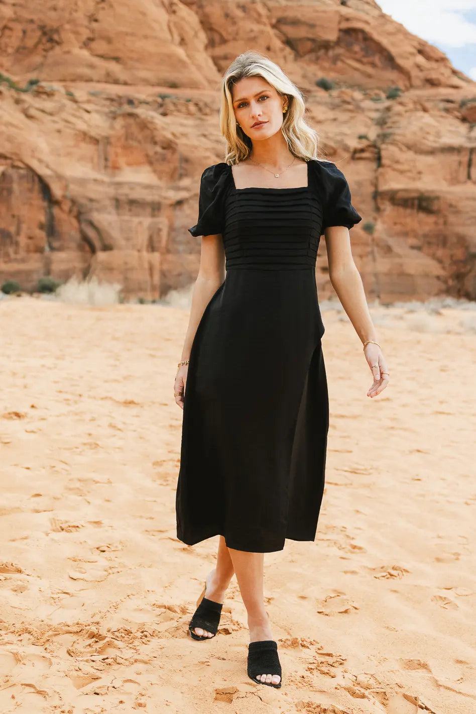 Taja Pleated Midi Dress FINAL SALE