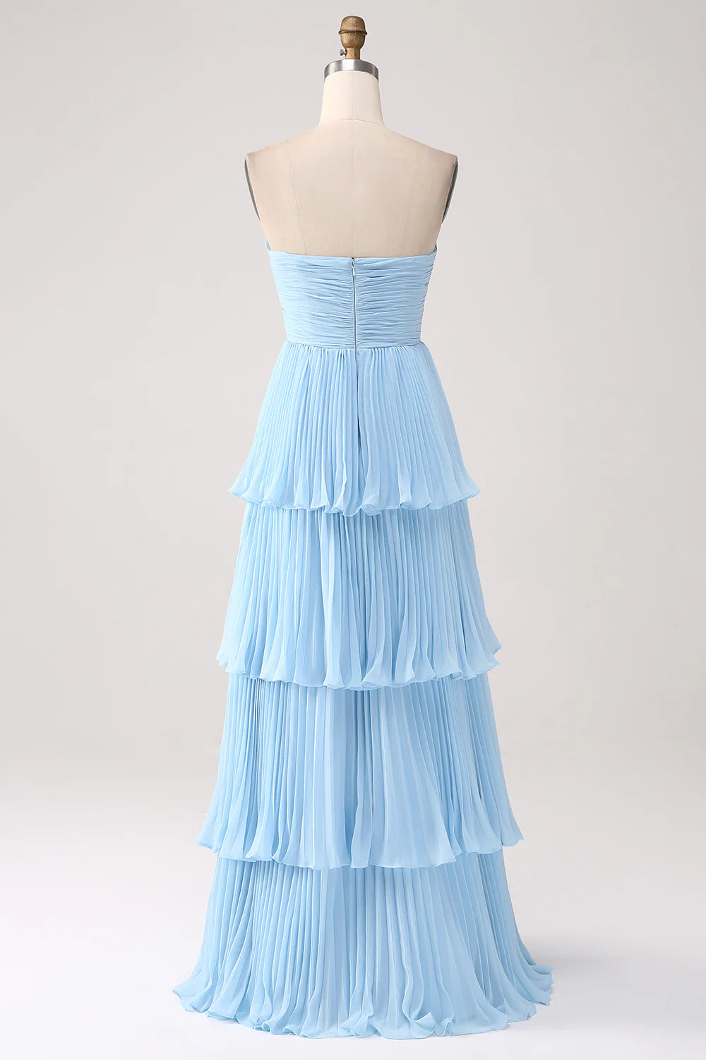 Dusty Sage A Line Sweetheart Tiered Chiffon Floor Length Dress
