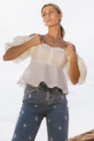 Ruffle Peplum Top in White FINAL SALE