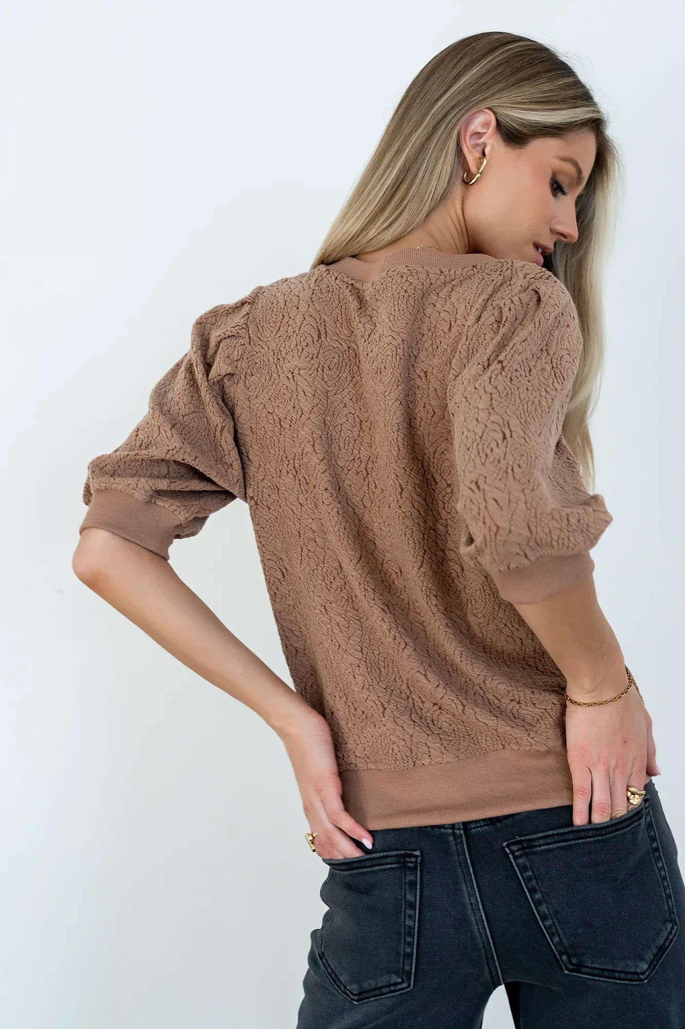 Marrel Textured Top in Brown FINAL SALE