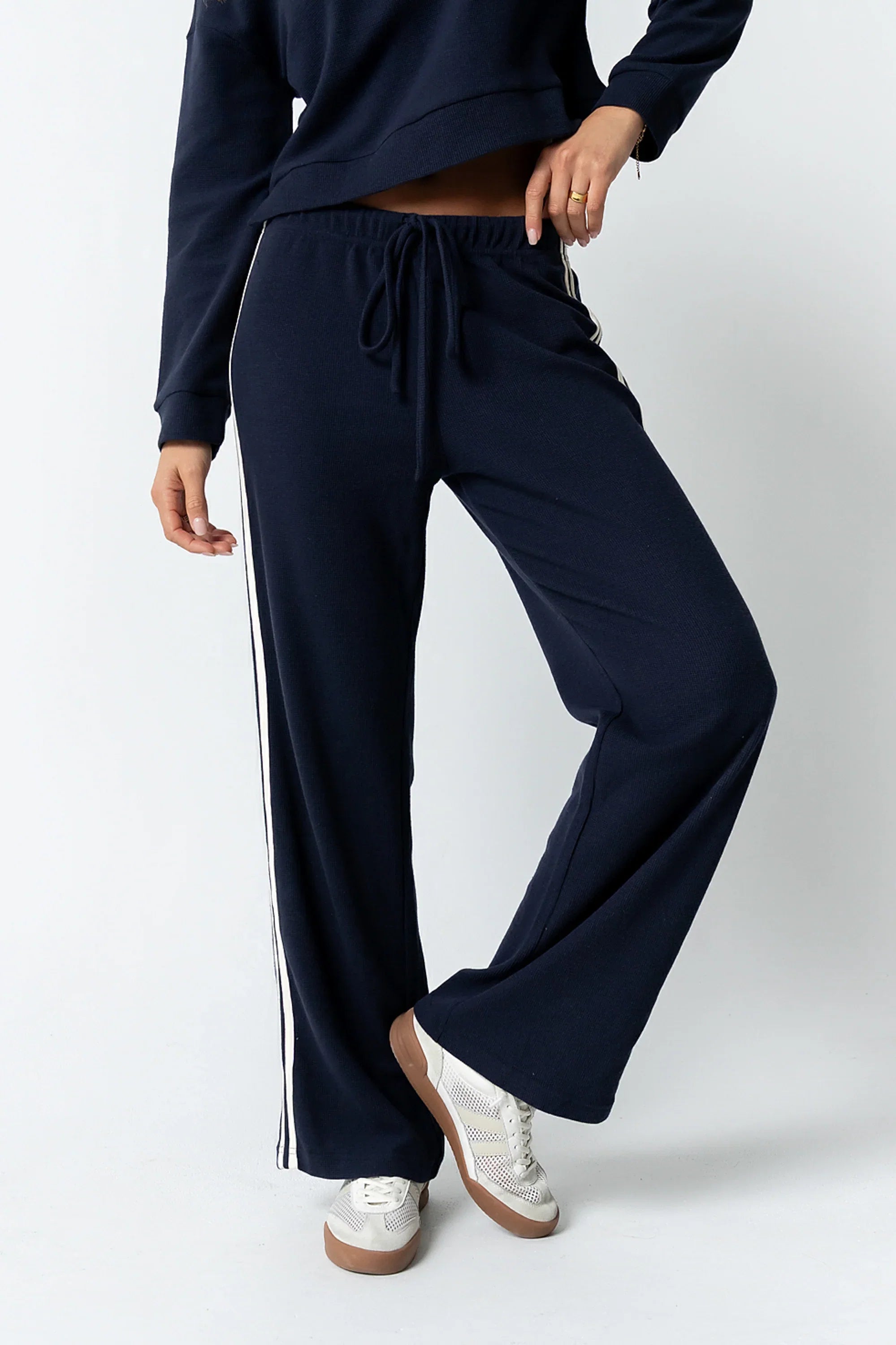 Kourtney Waffle Knit Pants in Navy