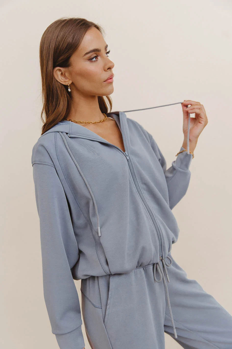 Balance Zip Up Hoodie in Blue FINAL SALE