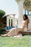 Freida Polka Dot Maxi Skirt in Taupe