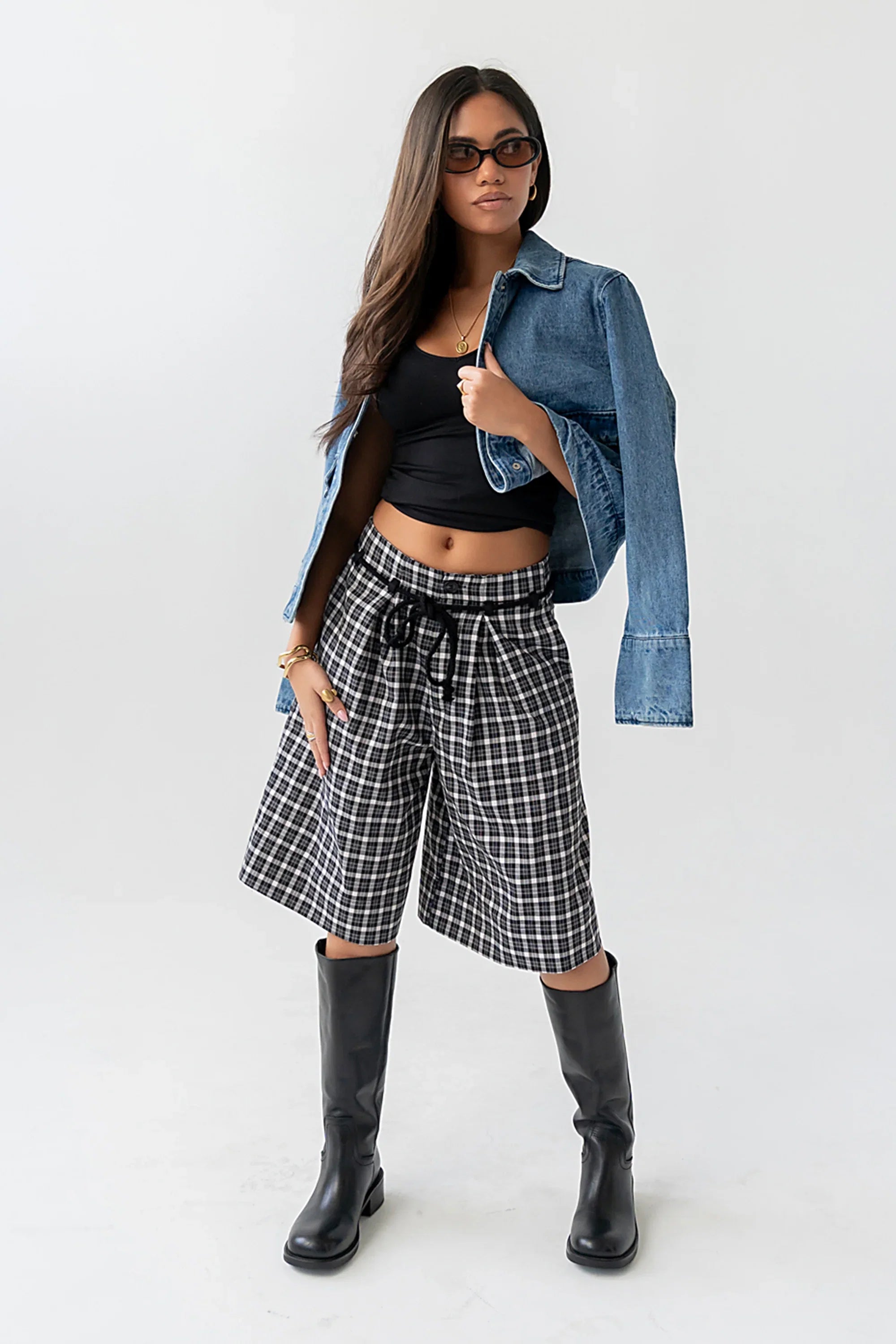 Wrenna Plaid Bermuda Shorts