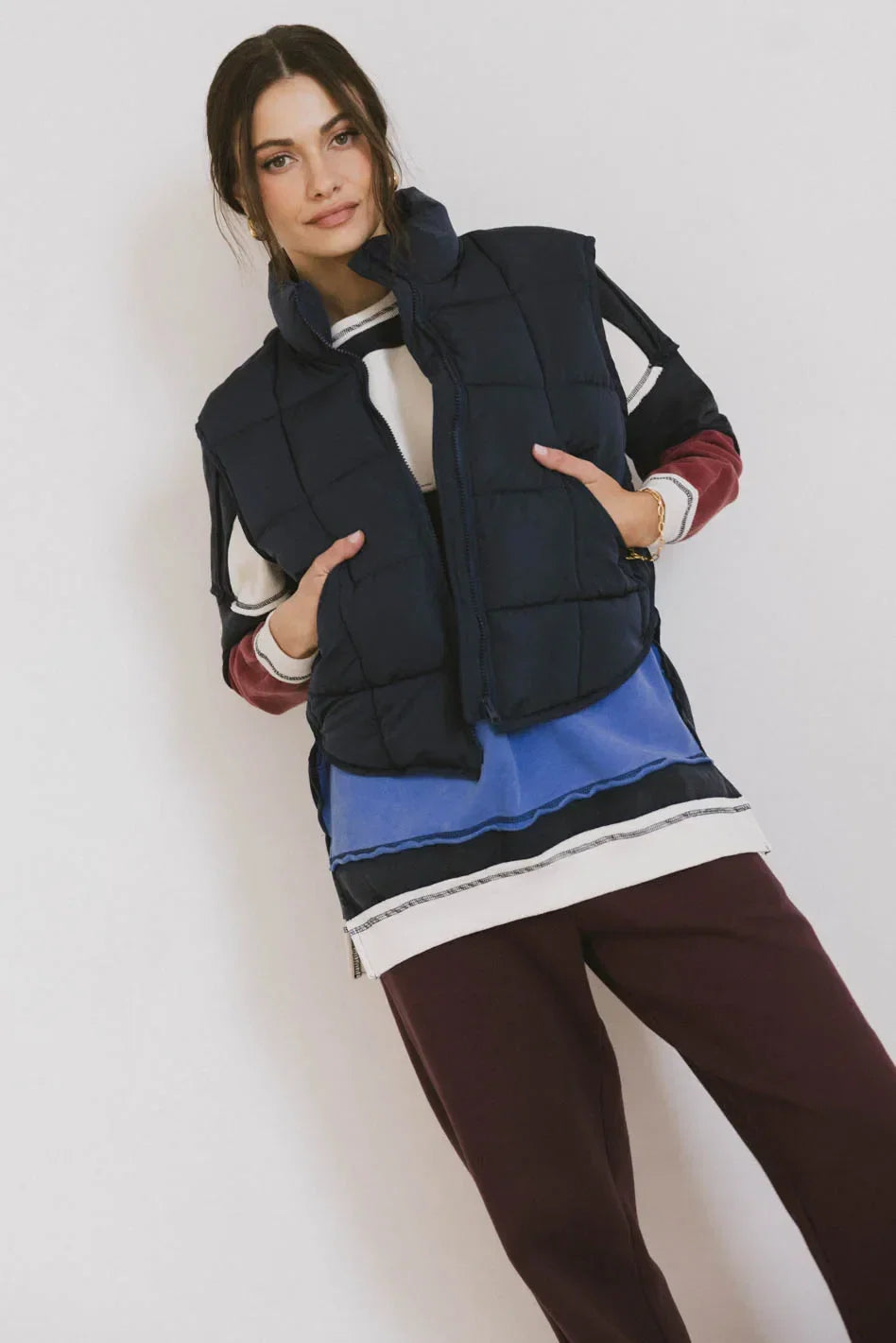 Bellese Quilted Puffer Vest in Navy FINAL SALE