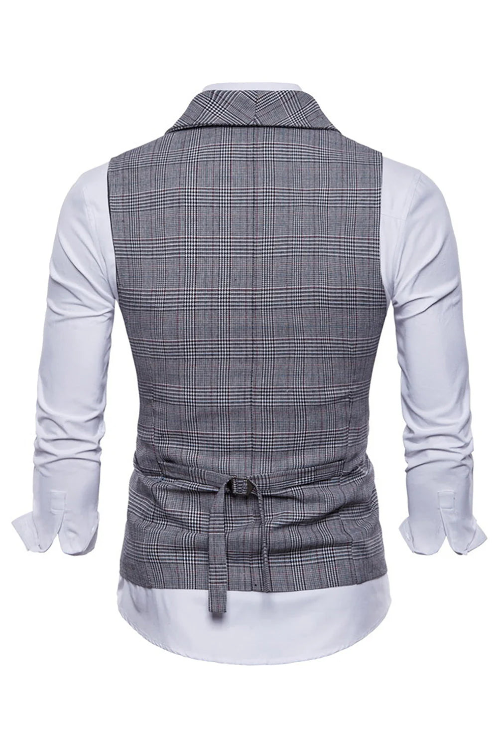 Mens Grey Pinstripe Double Breasted Shawl Lapel Suit Vest