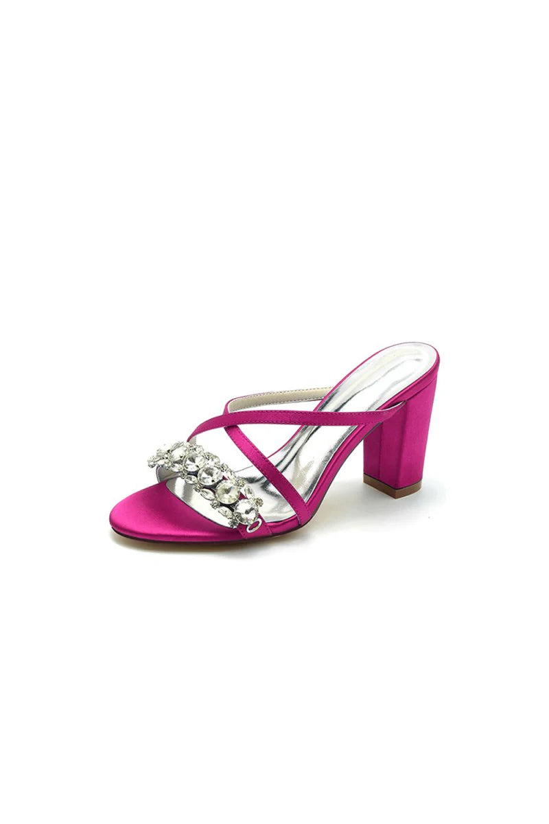 Sliver Open Toe Sandals with Rhinestone