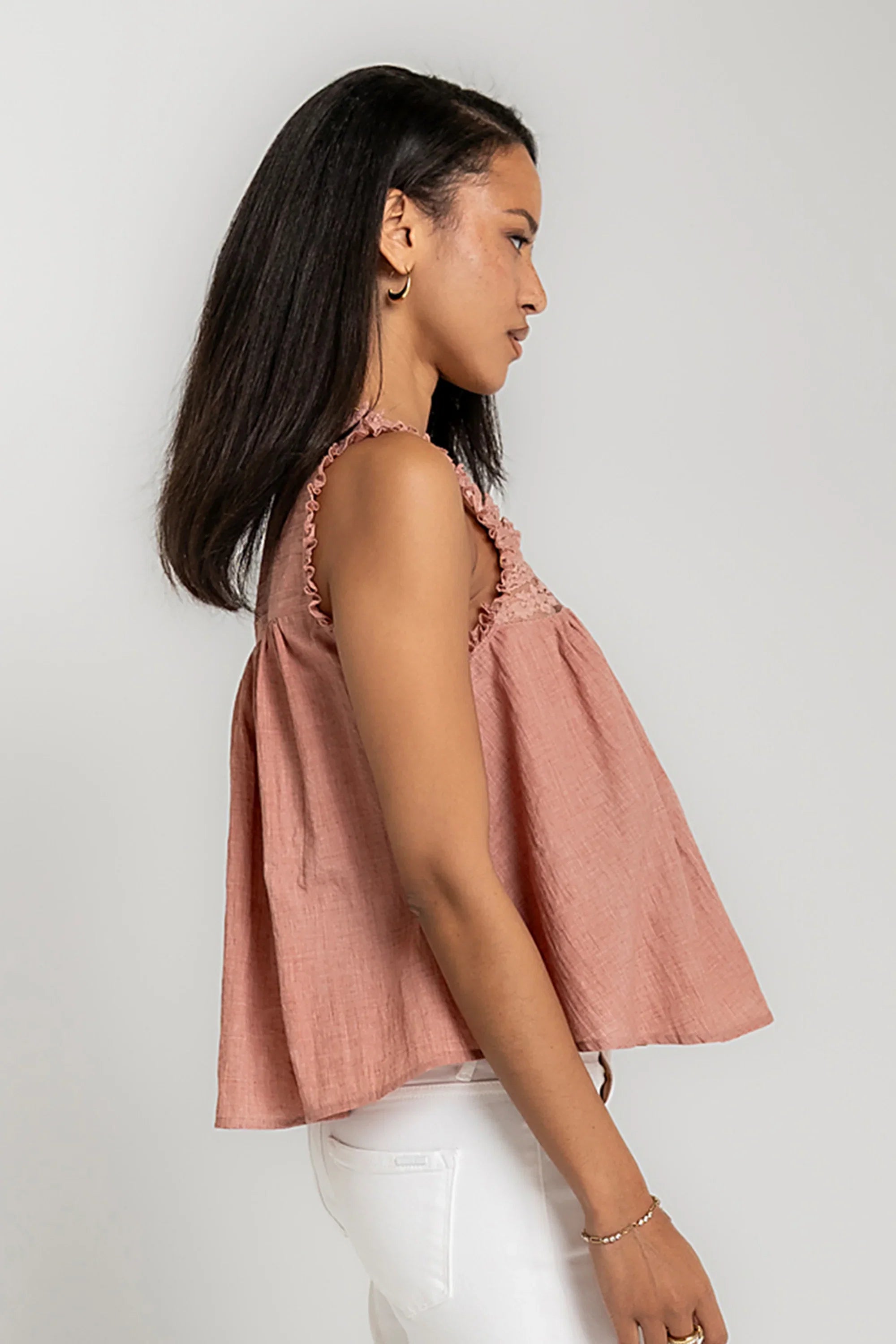 Megan Button Up Tank in Terracotta