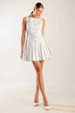 NO COMPARISONS PLEATED SKIRT MINI DRESS WHITE