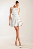 NO COMPARISONS PLEATED SKIRT MINI DRESS WHITE FINAL SALE