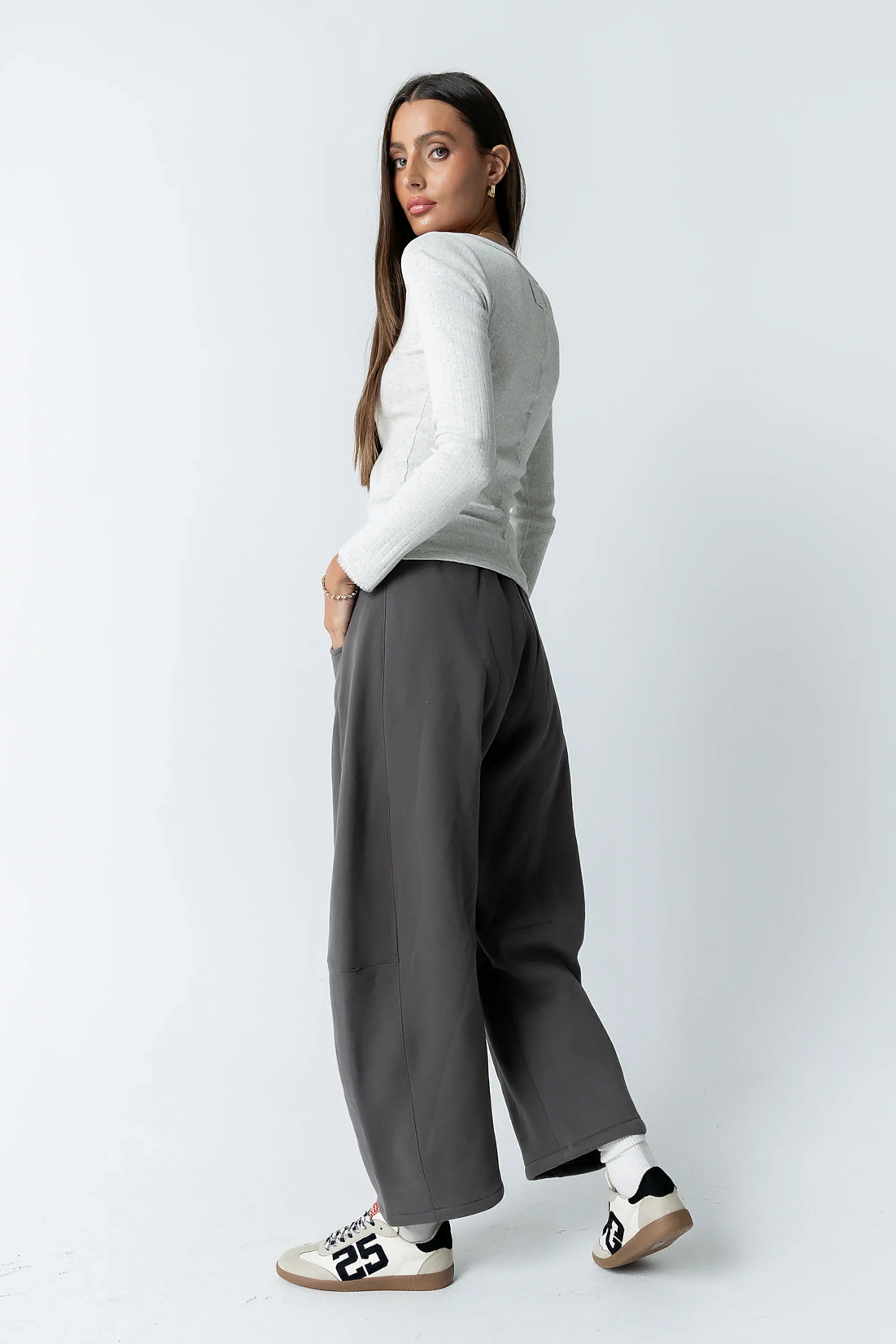 Pura Knit Top in Heather Grey