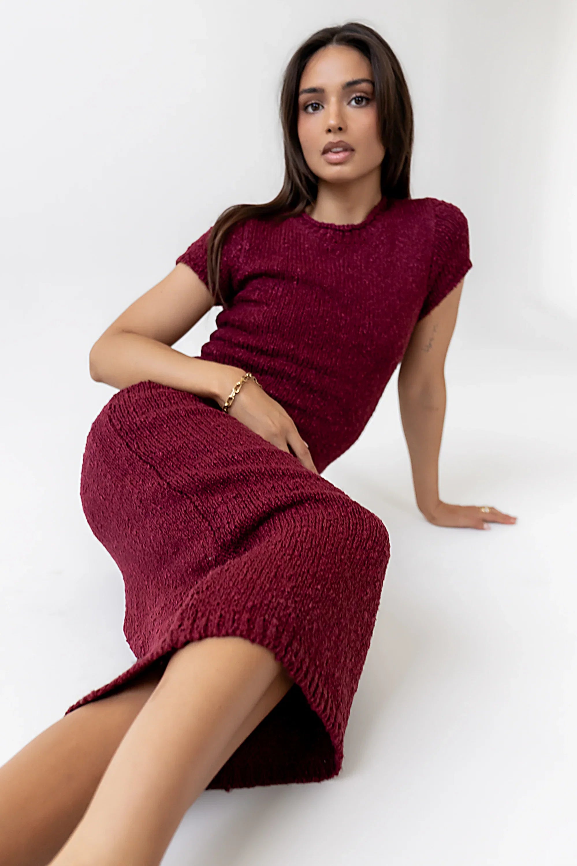 Hadley Knit Maxi Dress in Plum