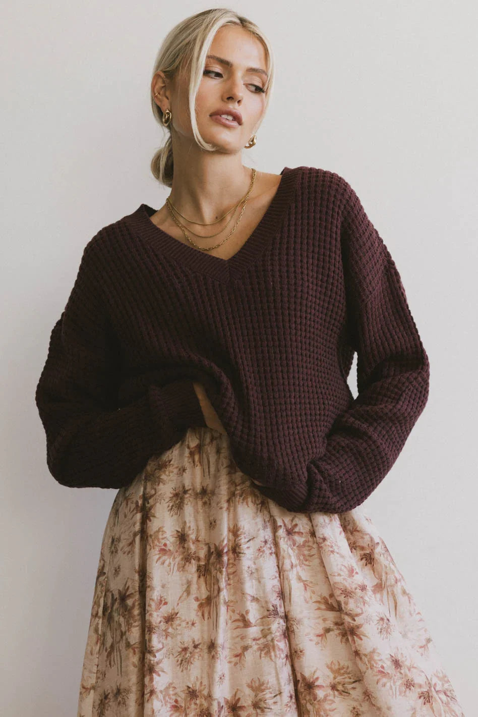 Raychel Knit Sweater in Burgundy FINAL SALE