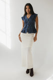 Cassie Pleated Blouse in Medium Wash