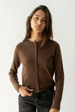 Maddy Button Up Cardigan in Brown FINAL SALE