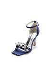 Buckle Strap Chain Square Open Toe Chunky Heels