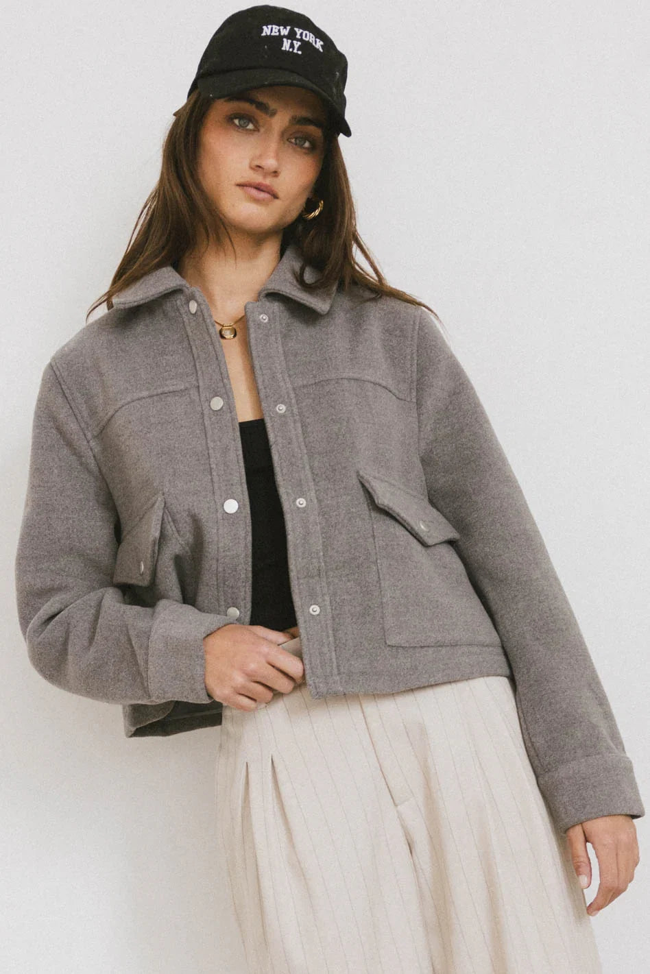 Nina Wool Blend Jacket in Grey FINAL SALE