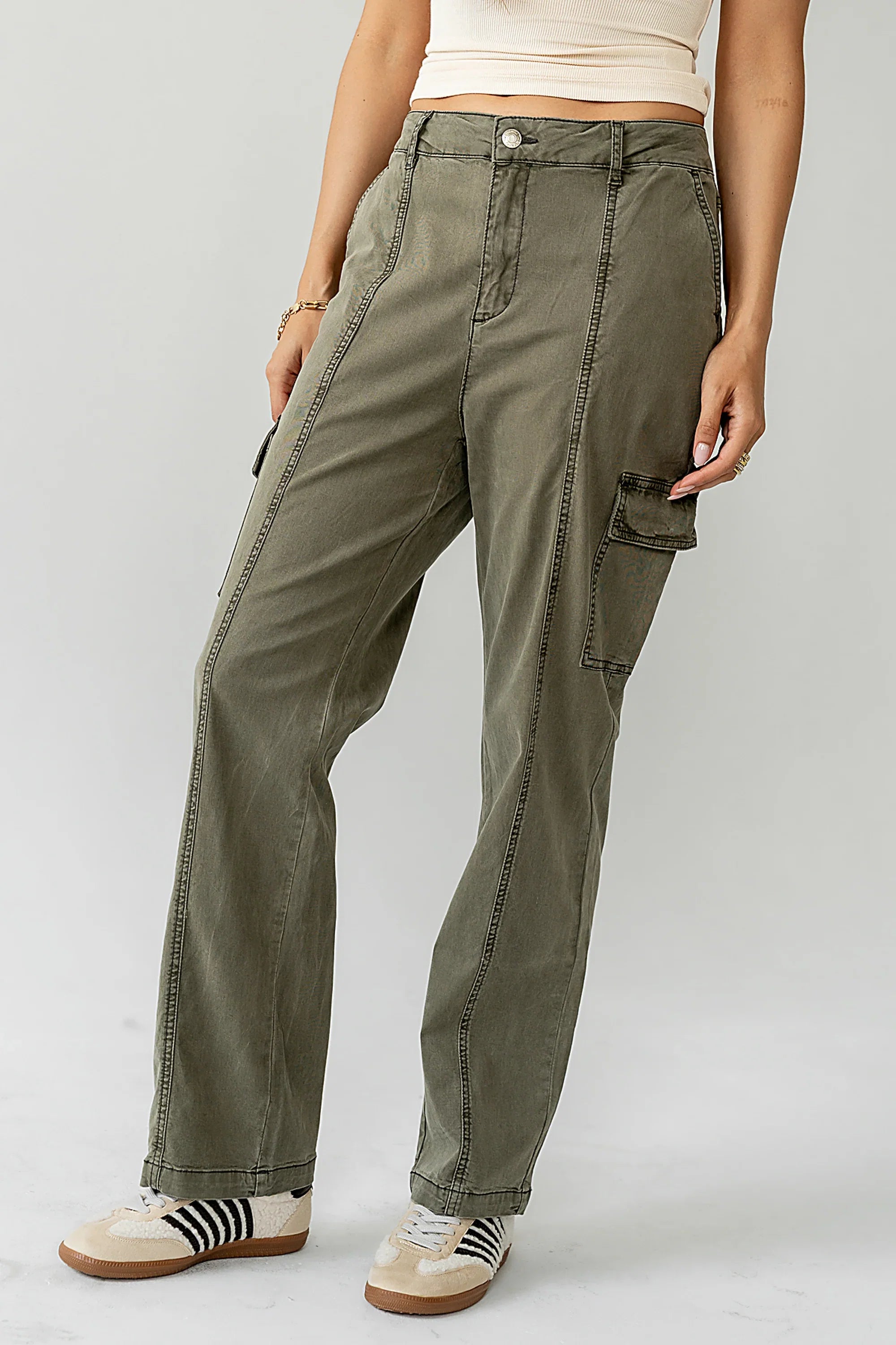 Gracie Straight Leg Pants in Olive FINAL SALE