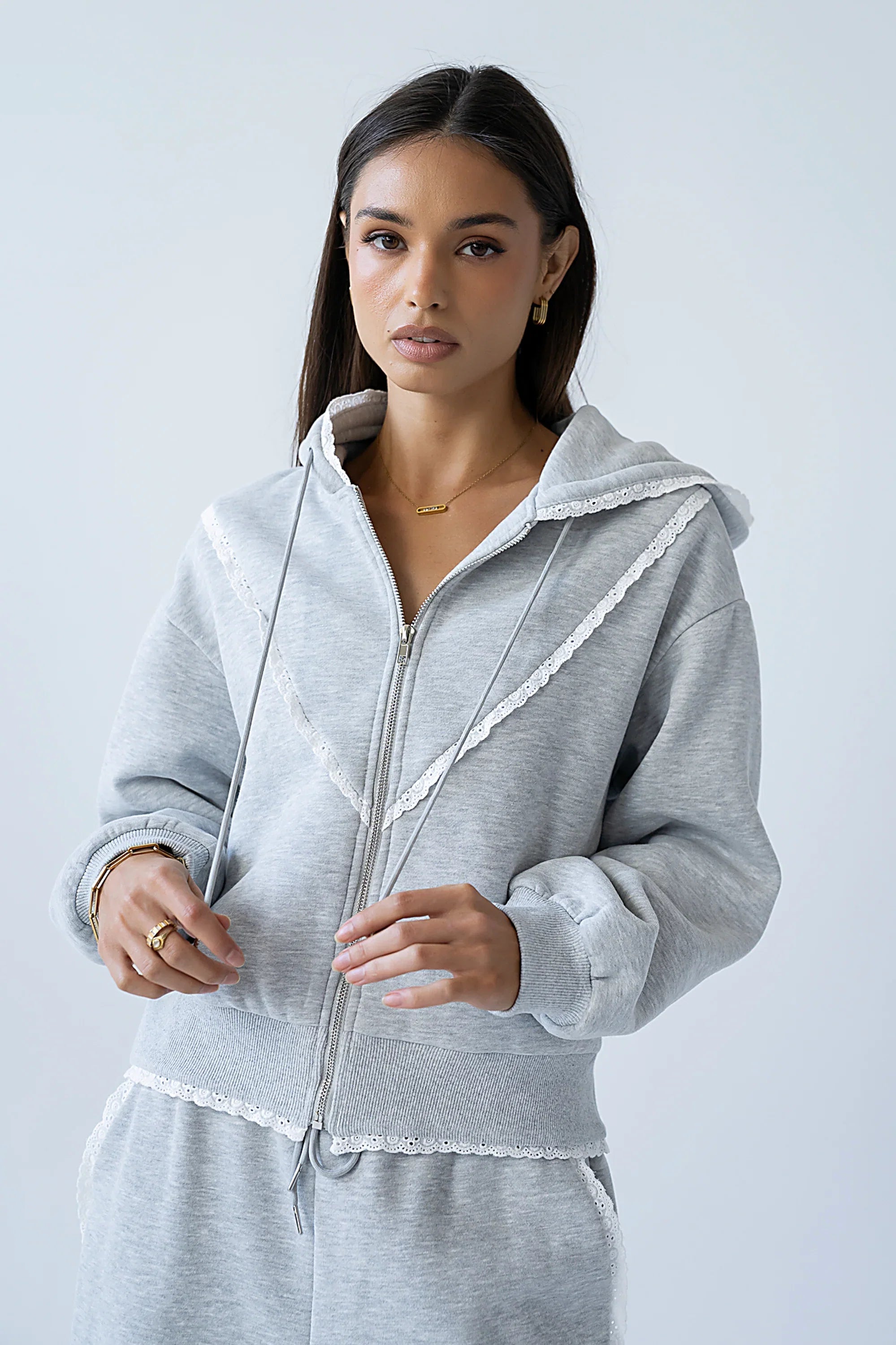 Sydney Lace Trim Zip Up