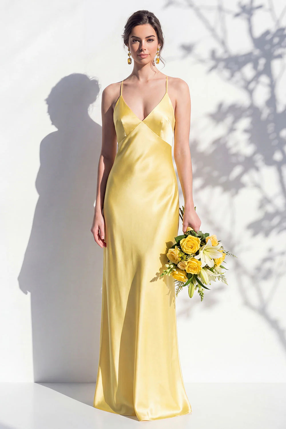 Satin Spaghetti Straps Sheath Sage Bridesmaid Dress