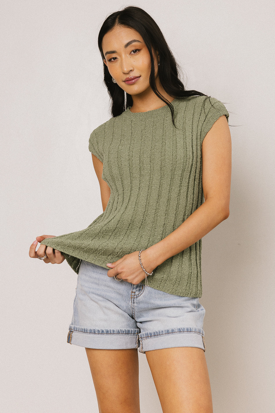 Warren Ribbed Tank in Olive FINAL SALE