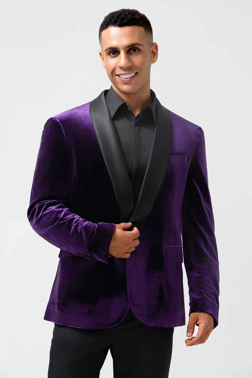 Mens Dark Purple Shawl Lapel One Button Wedding Blazer