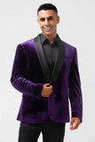 Mens Dark Purple Shawl Lapel One Button Wedding Blazer