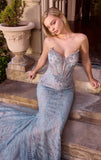 ELODIE GOWN STRAPLESS DRESS WITH FLORAL BEADWORK