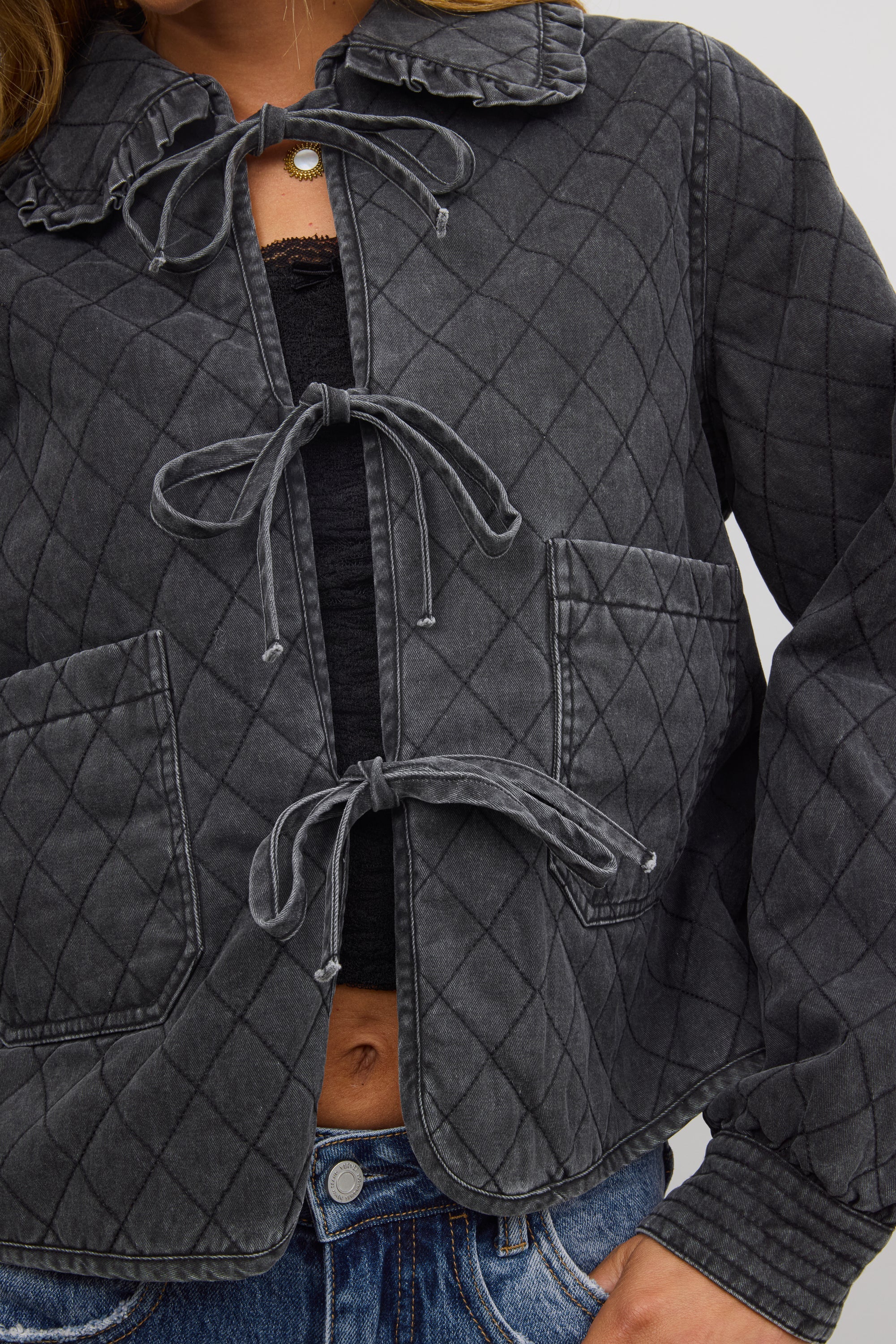 Tammy Collared Jacket in Faded Black FINAL SALE
