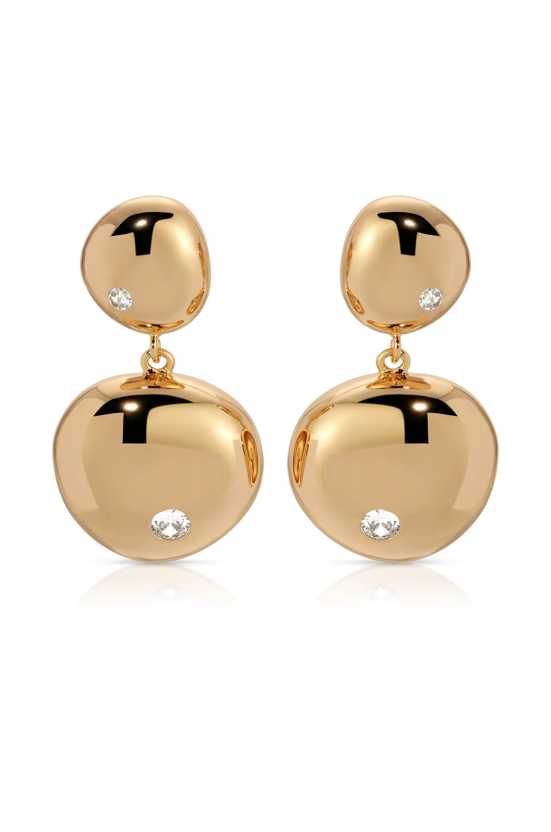 Polished Double Pebble Drop Earrings