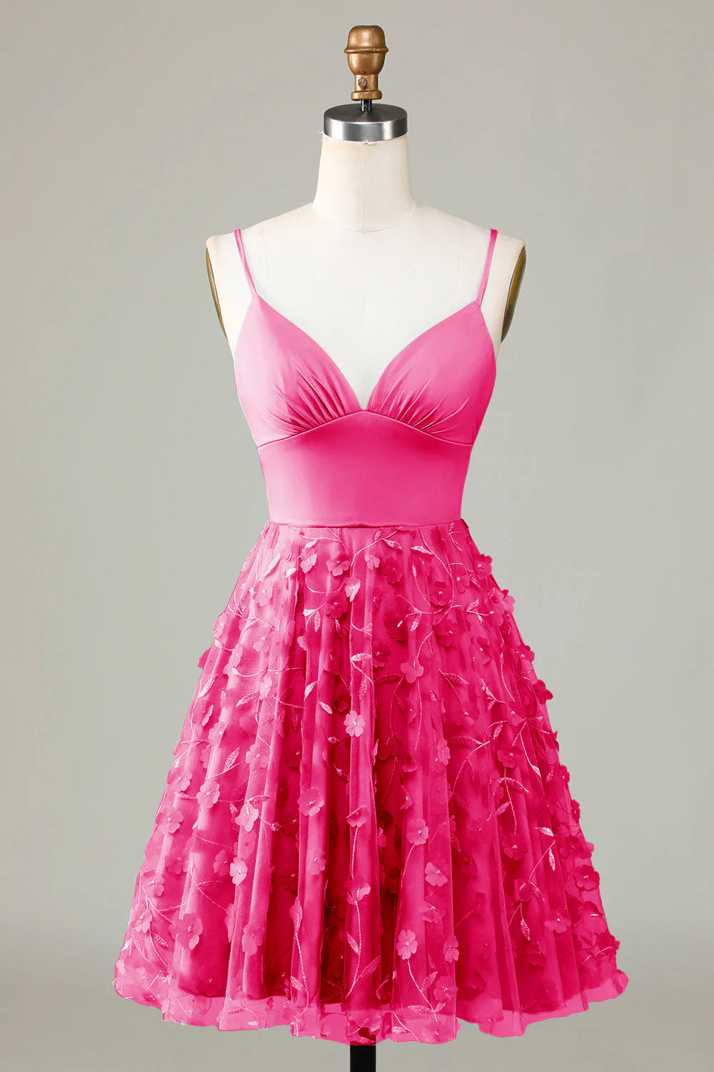 A Line Spaghetti Straps Short Homecoming Dress With Appliques