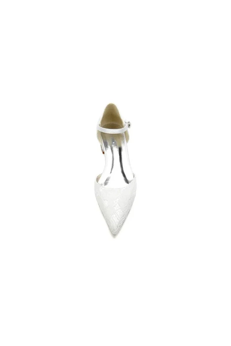 Lace One strap Buckle Pointed Toe Mules