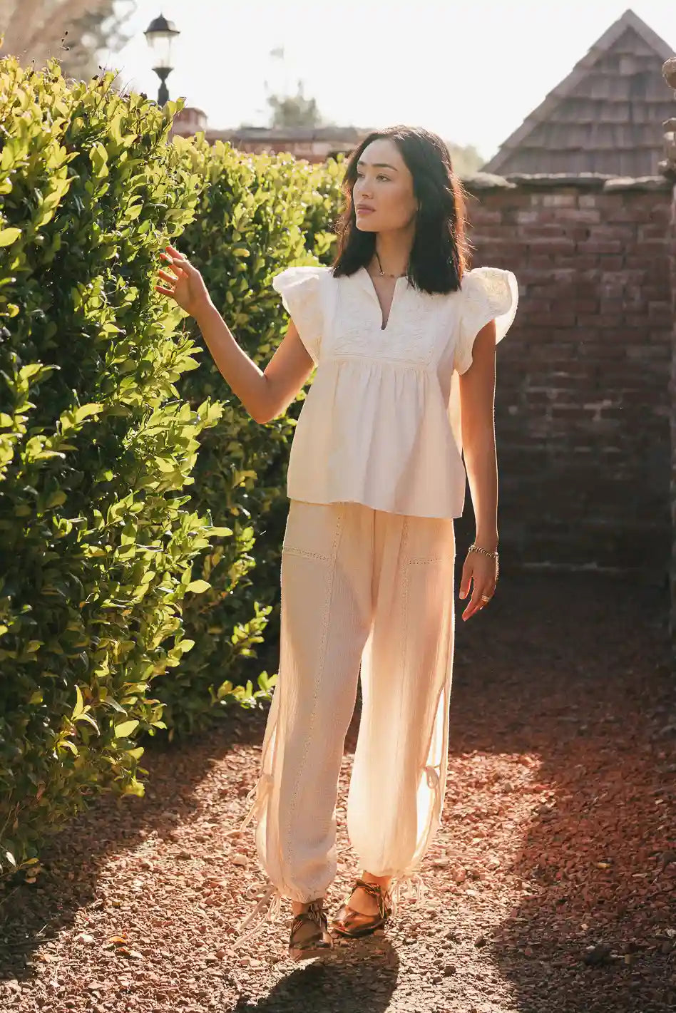 Quinley Embroidered Top in Ecru FINAL SALE