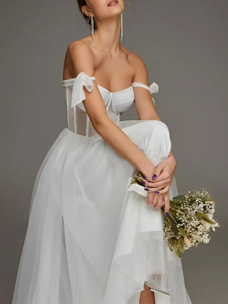 Sex Short White Wedding Dresses With Tulle Tea Length