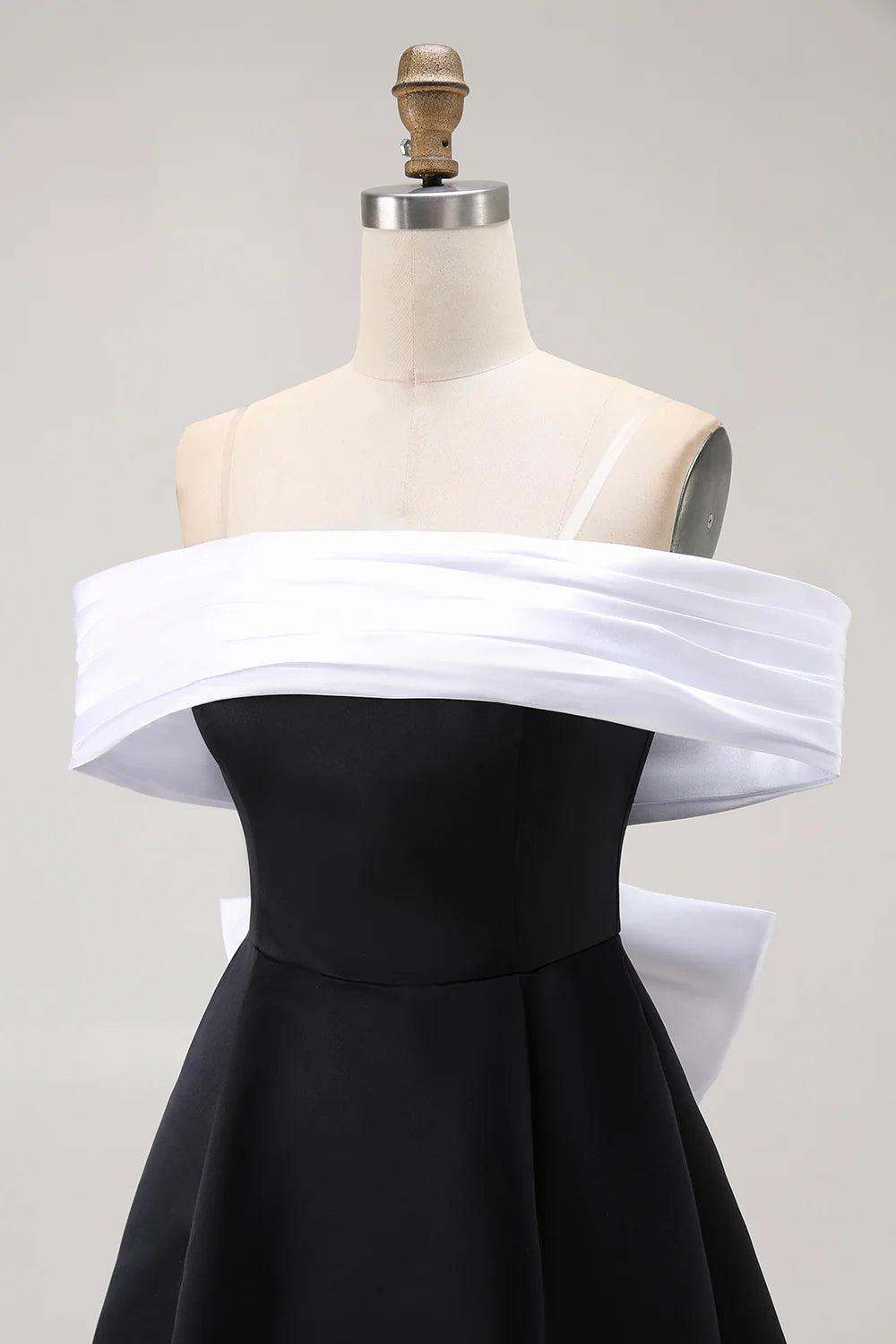 Black A Line Off The Shoulder Mini Homecoming Dress with Bow