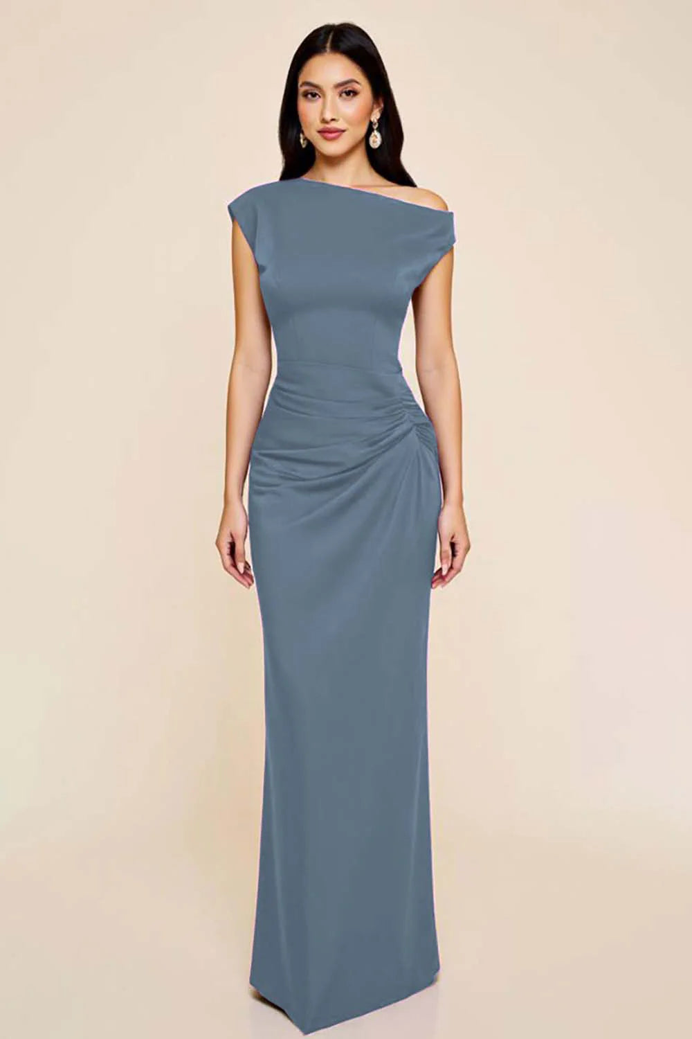 Ruched Off The Shoulder Black Mermaid Formal Dress