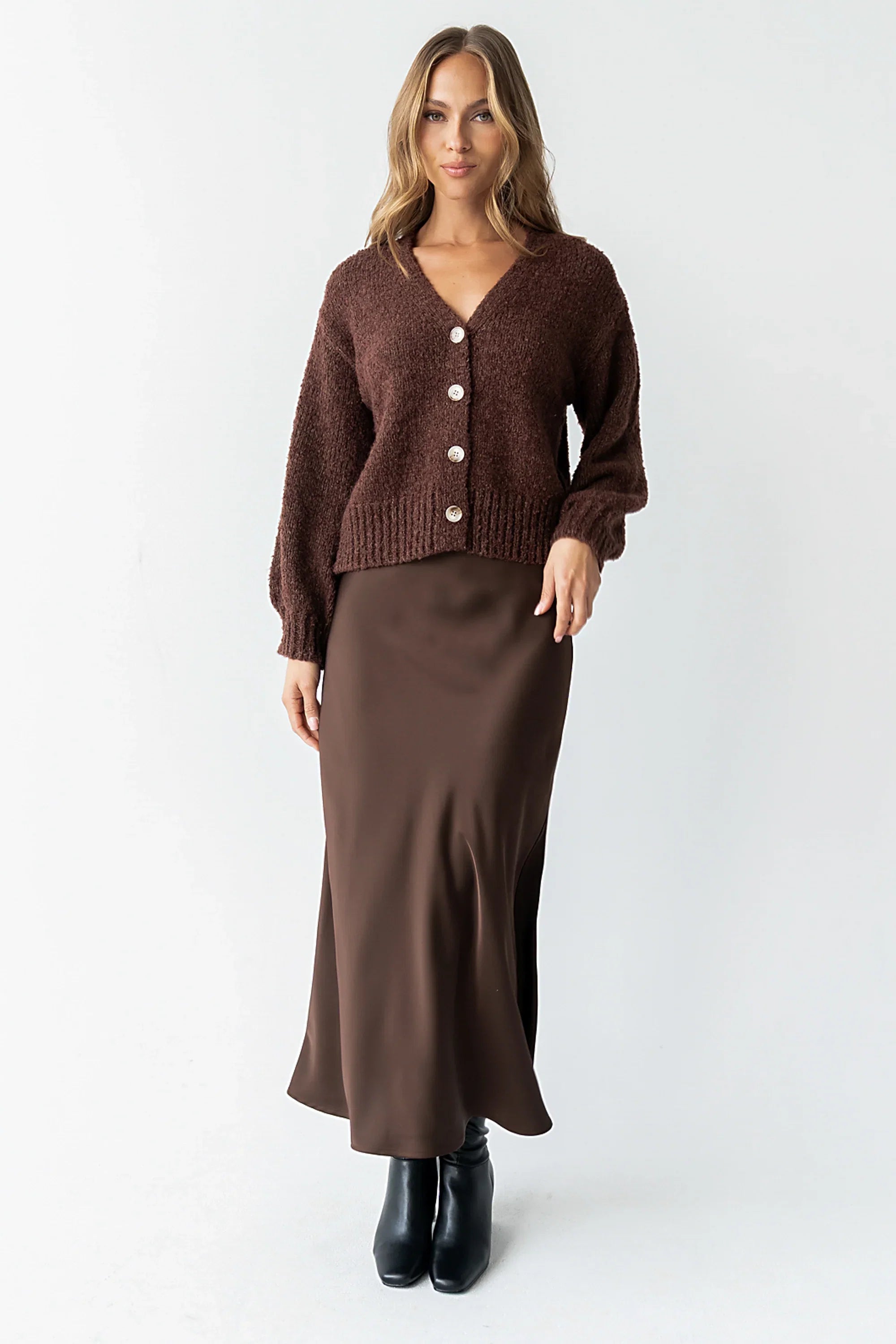 Markie Knit Cardigan in Brown