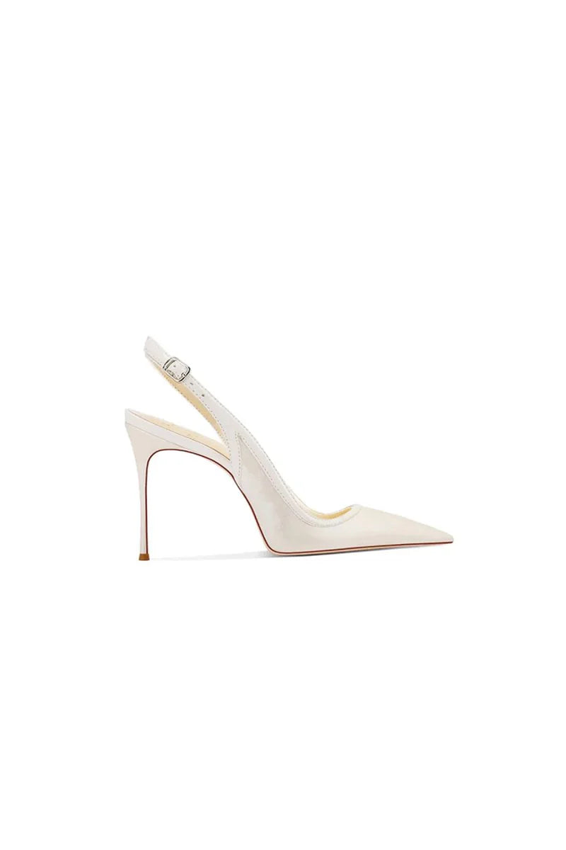 Green Slingback Mid Heel Stiletto Sandals