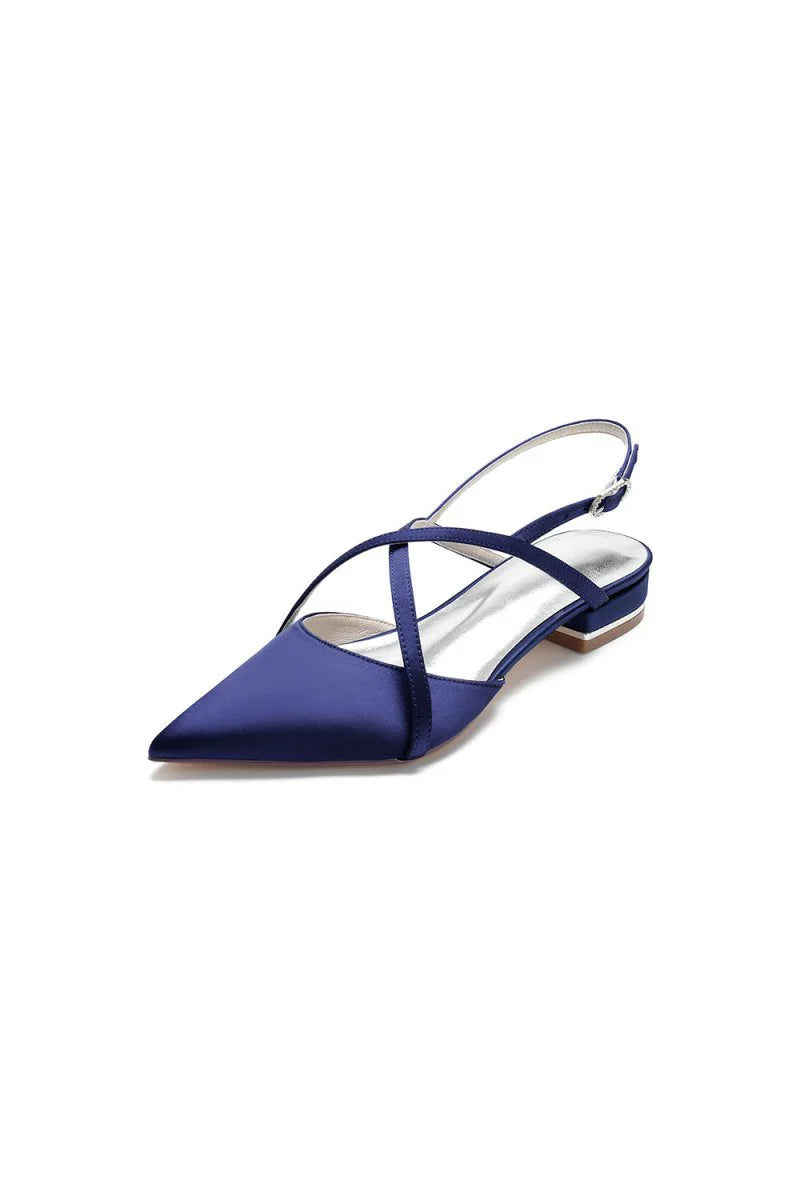 Simple Pointed Toe Ankle Straps Kitten Heels